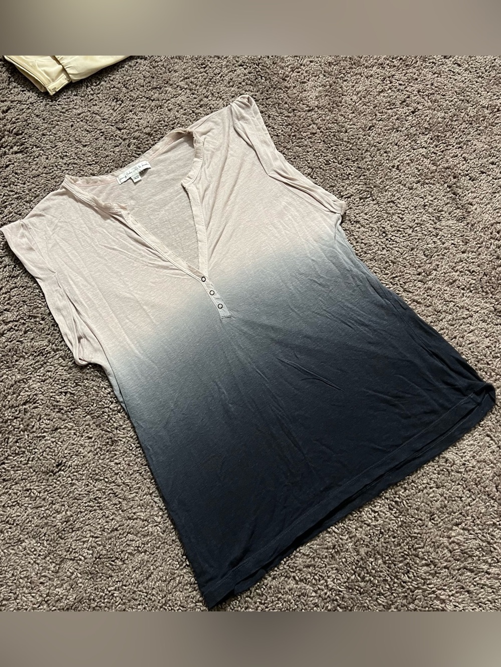 Young Fabulous & Broke Navy Beige Ombre Henley Tee